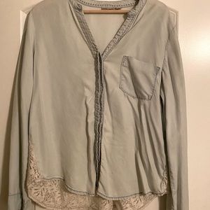 Anthropologie Denim Long Sleeve Button Down Shirt